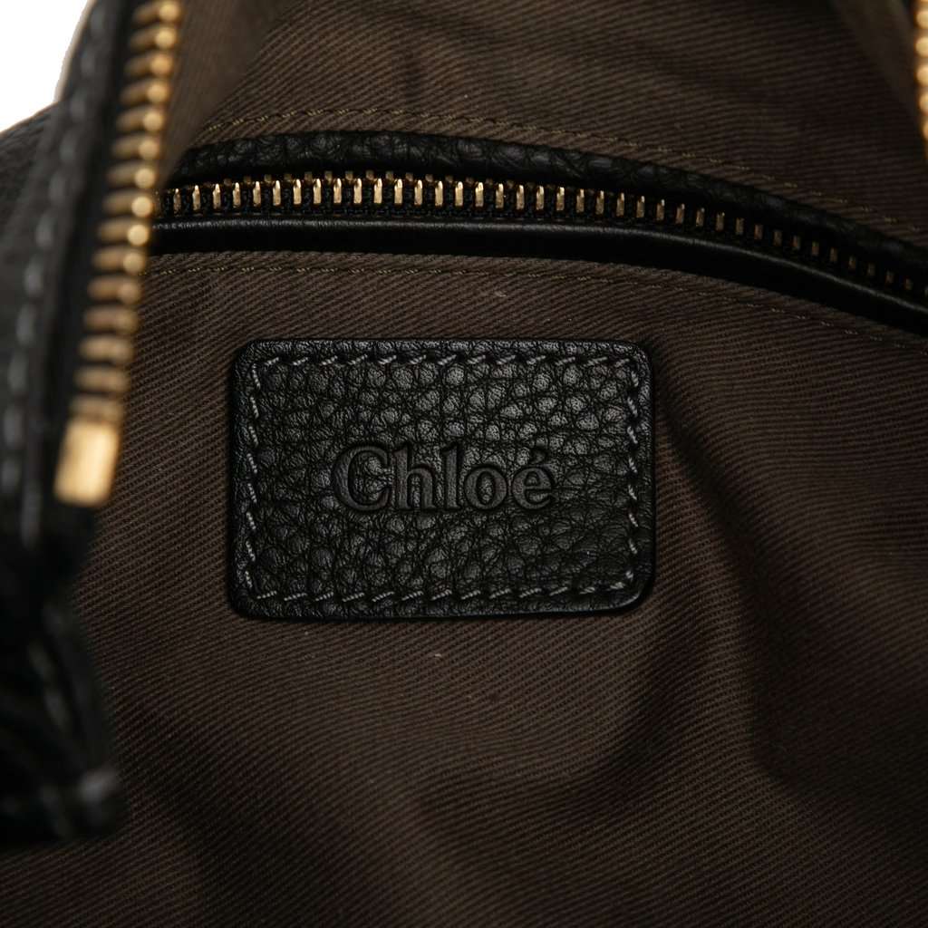 Chloé Medium Pebbled Calfskin Marcie Hobo Black Leather Very good condition - Box View