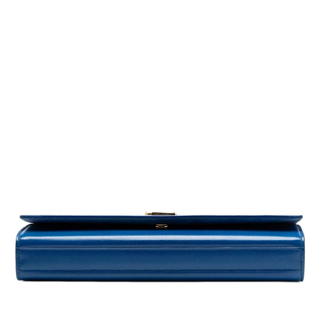 Saint Laurent Grain De Poudre Monogram Cassandre Clutch Blue Leather Very good condition - Inside View
