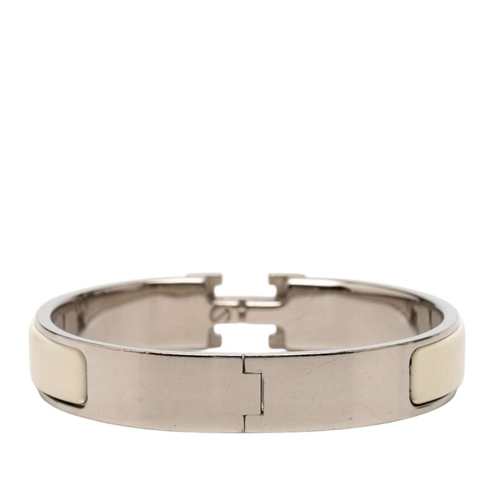 Hermès Narrow Enamel Clic H Bracelet PM White Very good - Inside View