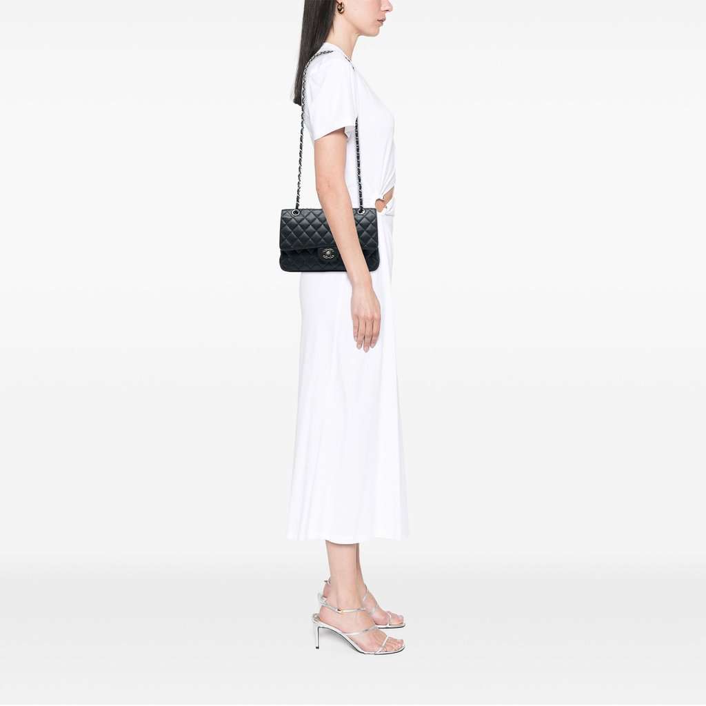 Chanel Medium Classic Caviar Double Flap Black Leather Very good - Box View