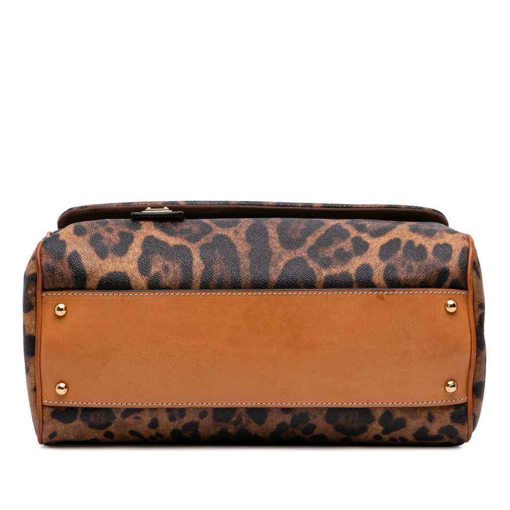 Dolce & Gabbana Large Leopard Print Coated Canvas Miss Sicily Satchel Brown Very good - Inside View