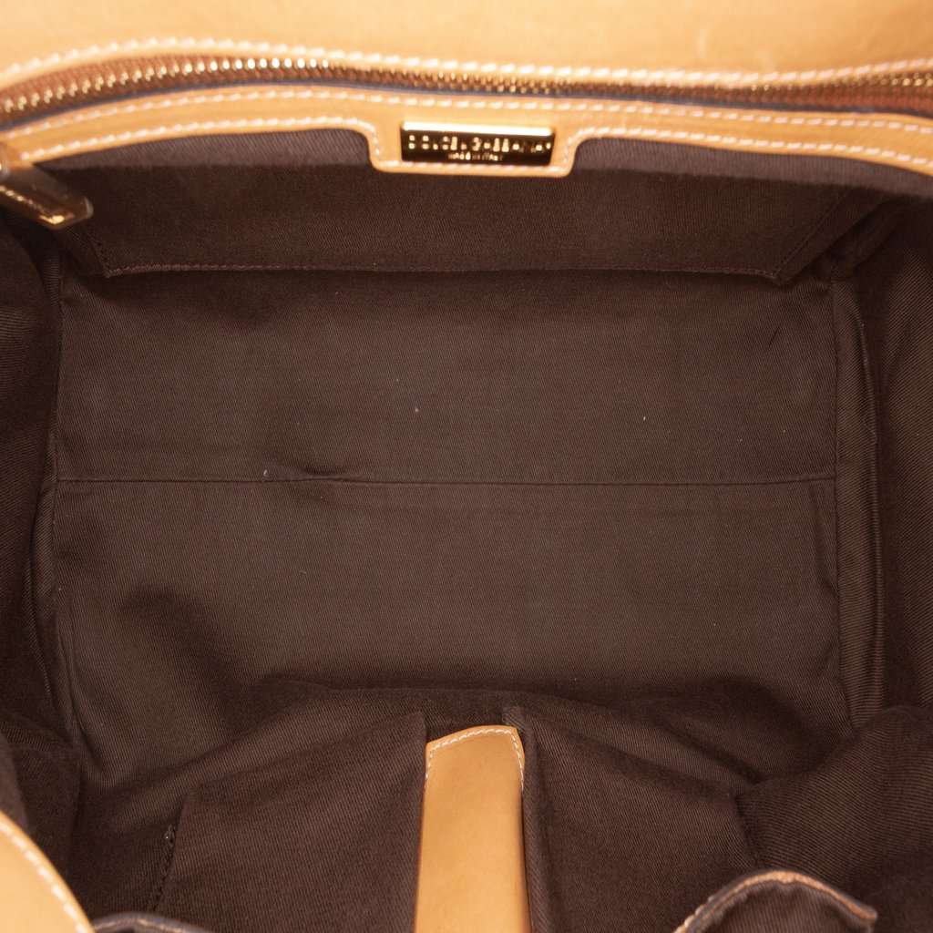 Dolce & Gabbana Large Leopard Print Coated Canvas Miss Sicily Satchel Brown Very good - Model View