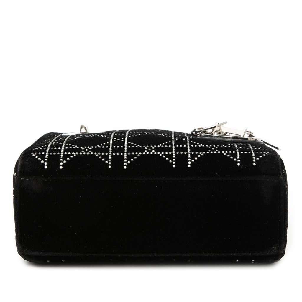 Dior Mini Velvet Cannage Strass Embellished Lady Dior Black Very good condition - Inside View