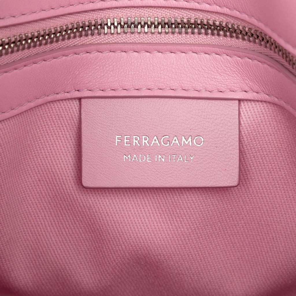 Ferragamo Small Canvas Signature Tote Pink Very good - Box View