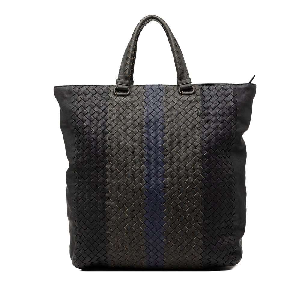Bottega Veneta Tricolor Nappa Intrecciato Convertible Tote Black Leather Very good condition - Front View