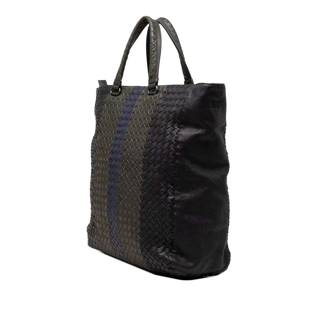 Bottega Veneta Tricolor Nappa Intrecciato Convertible Tote Black Leather Very good condition - Back View
