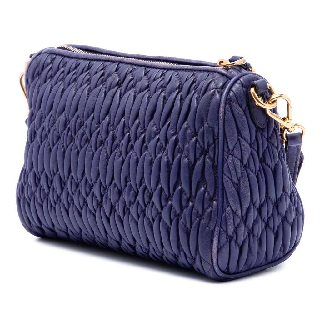 Miu Miu Matelasse Nappa Crystal Charm Shoulder Bag Purple Leather Very good condition - Back View
