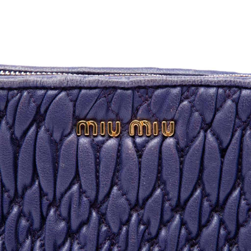 Miu Miu Matelasse Nappa Crystal Charm Shoulder Bag Purple Leather Very good condition - Box View