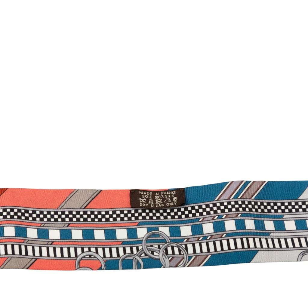 Hermès Brides et Gris Gris Twilly Silk Scarf Blue Very good - Inside View
