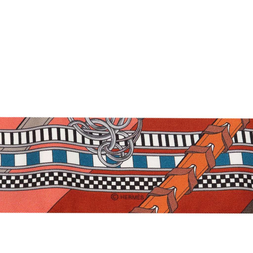 Hermès Brides et Gris Gris Twilly Silk Scarf Blue Very good - Model View