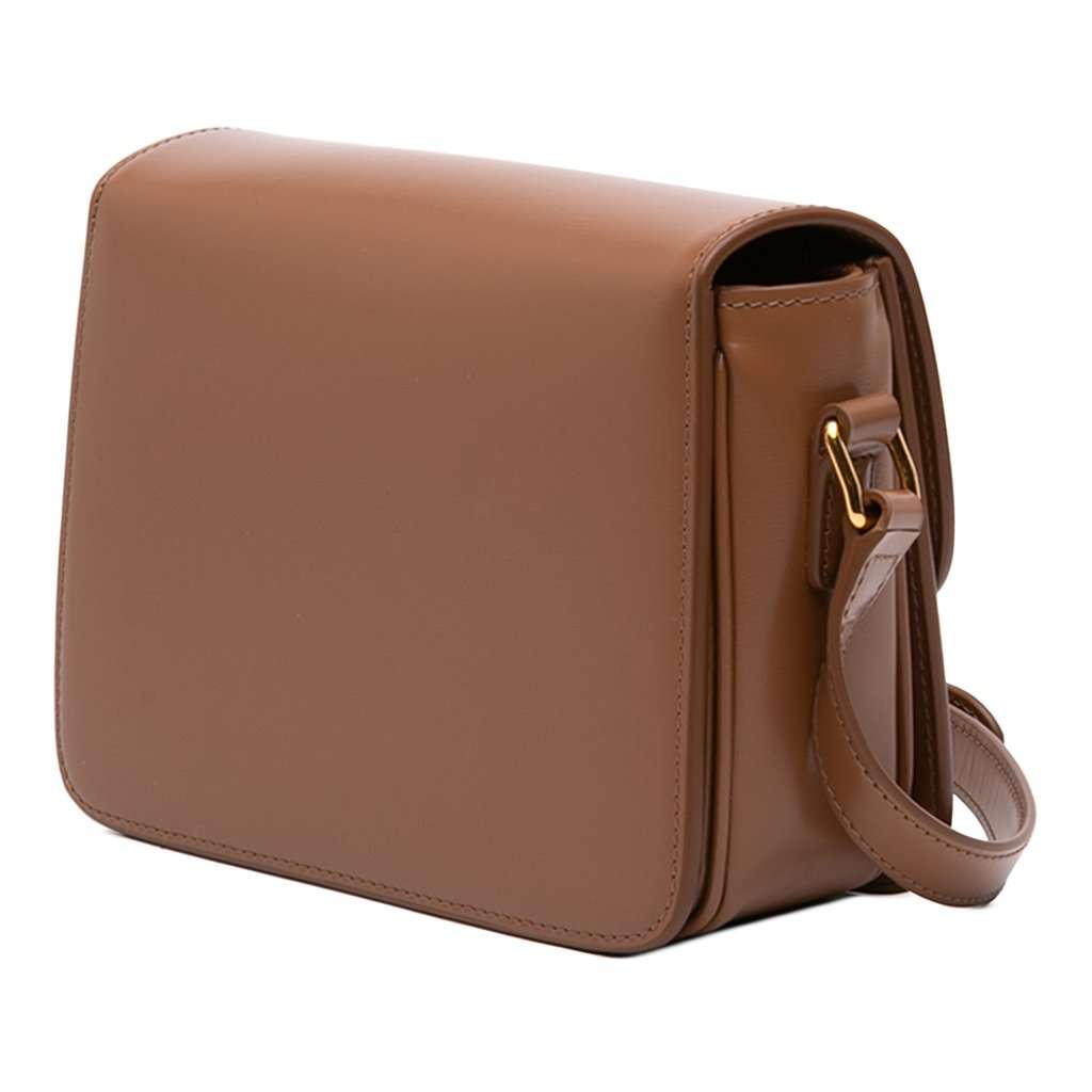 Celine Teen Shiny Calfskin Triomphe Crossbody Brown Leather Very good condition - Back View