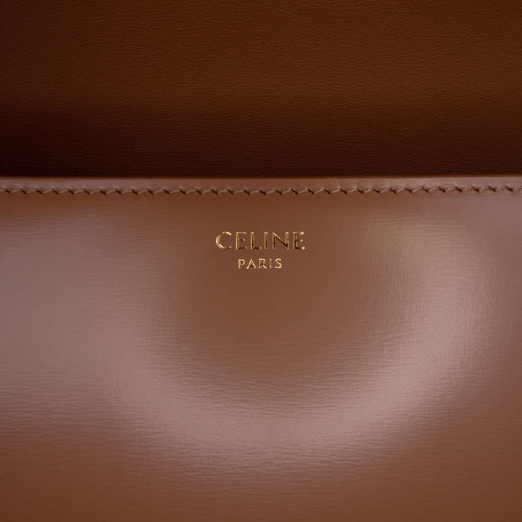 Celine Teen Shiny Calfskin Triomphe Crossbody Brown Leather Very good condition - Box View