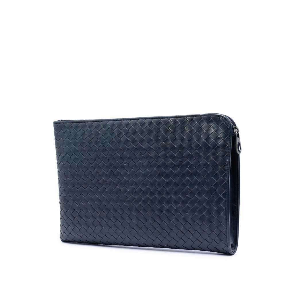 Bottega Veneta Nappa Intrecciato Clutch Blue Leather Very good - Back View