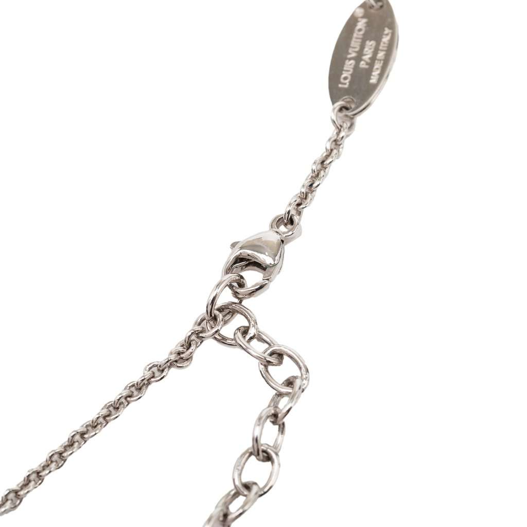 Louis Vuitton Brass Essential V Supple Necklace Silver Metal Very good condition - Box View