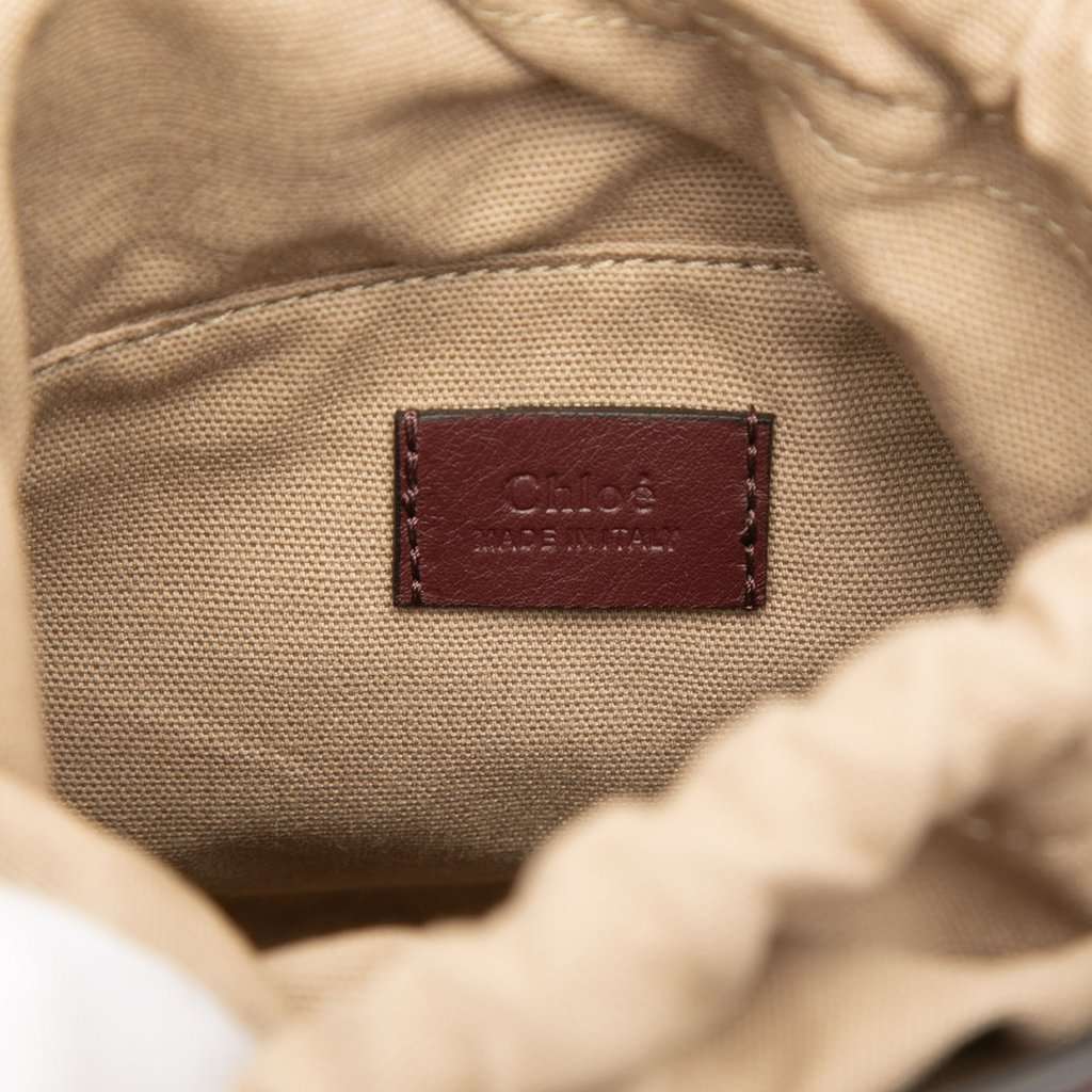 Chloé Mini Bicolor Embroidered Horses Calfskin Roy Bucket Bag Brown Leather Very good condition - Box View