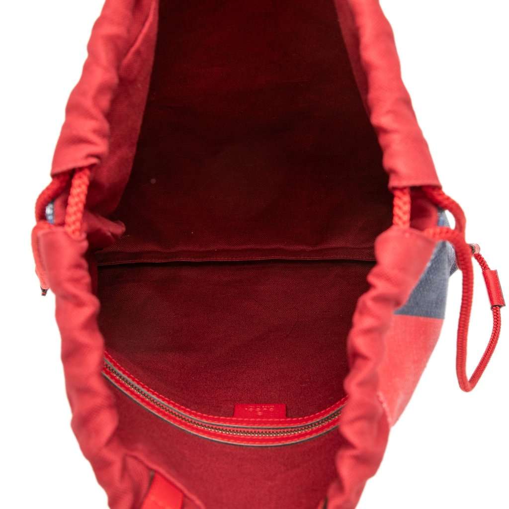 Gucci Canvas Sylvie Baiadera Web Drawstring Backpack Red Very good condition - Model View