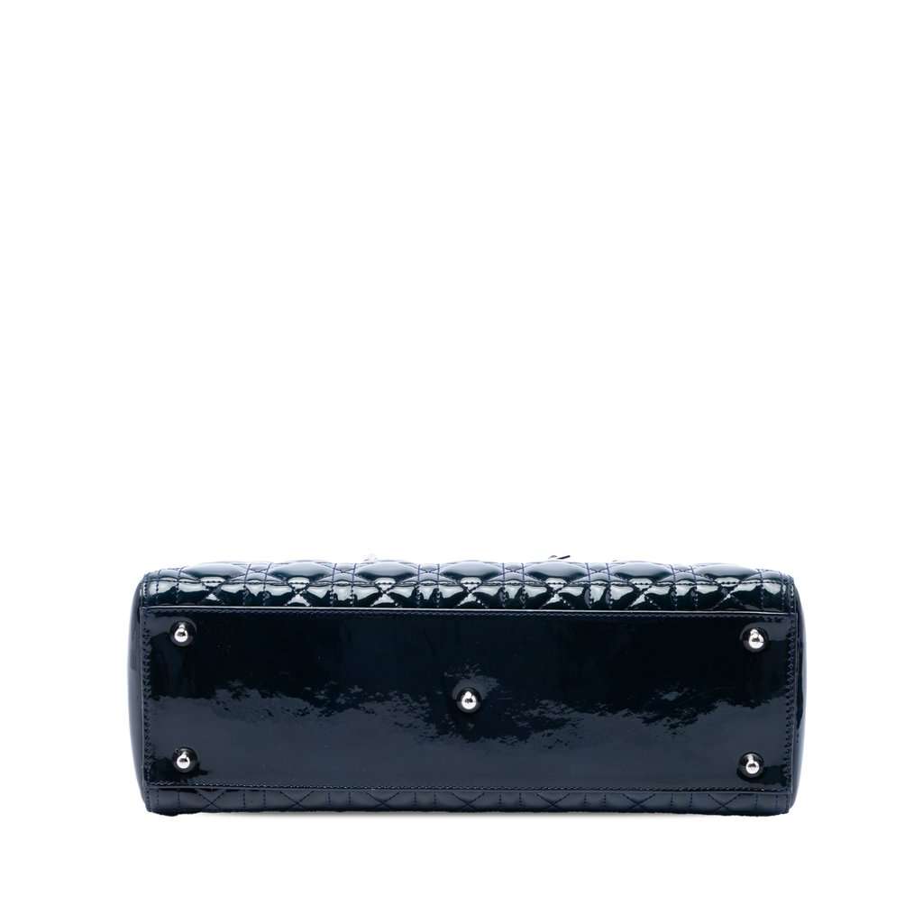 Dior Large Patent Cannage Lady Dior Blue Leather Very good - Inside View
