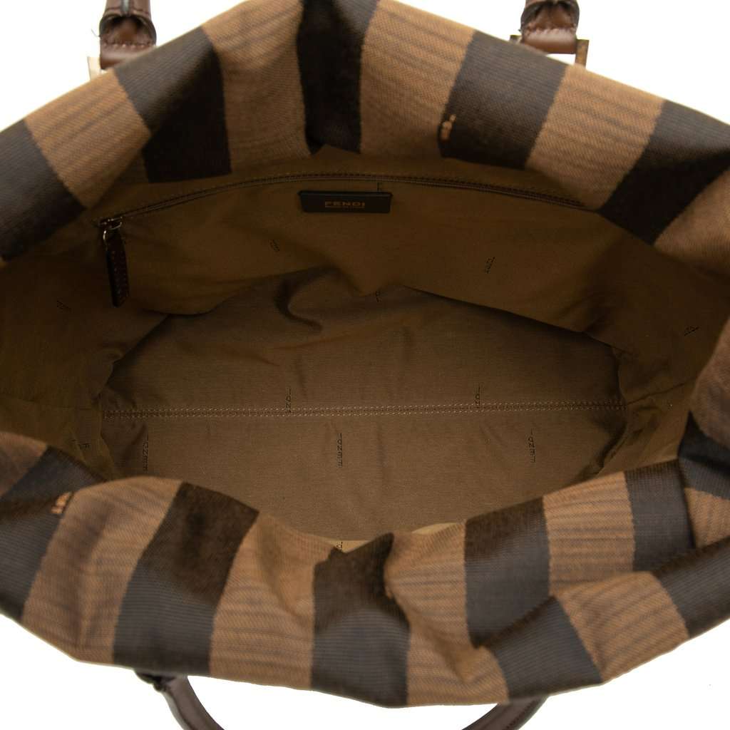Fendi Straw Pecan Striped Beach Tote Brown Very good condition - Model View