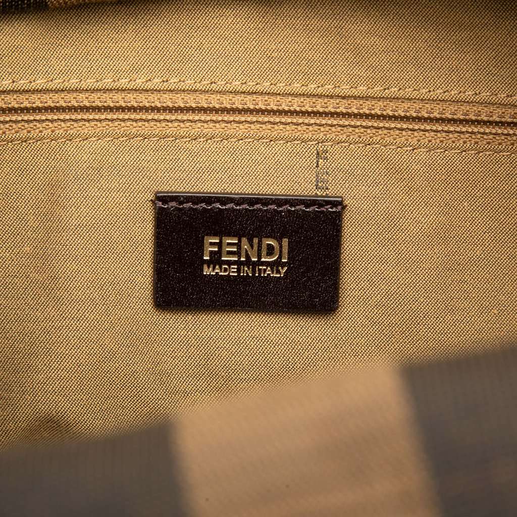 Fendi Straw Pecan Striped Beach Tote Brown Very good condition - Box View
