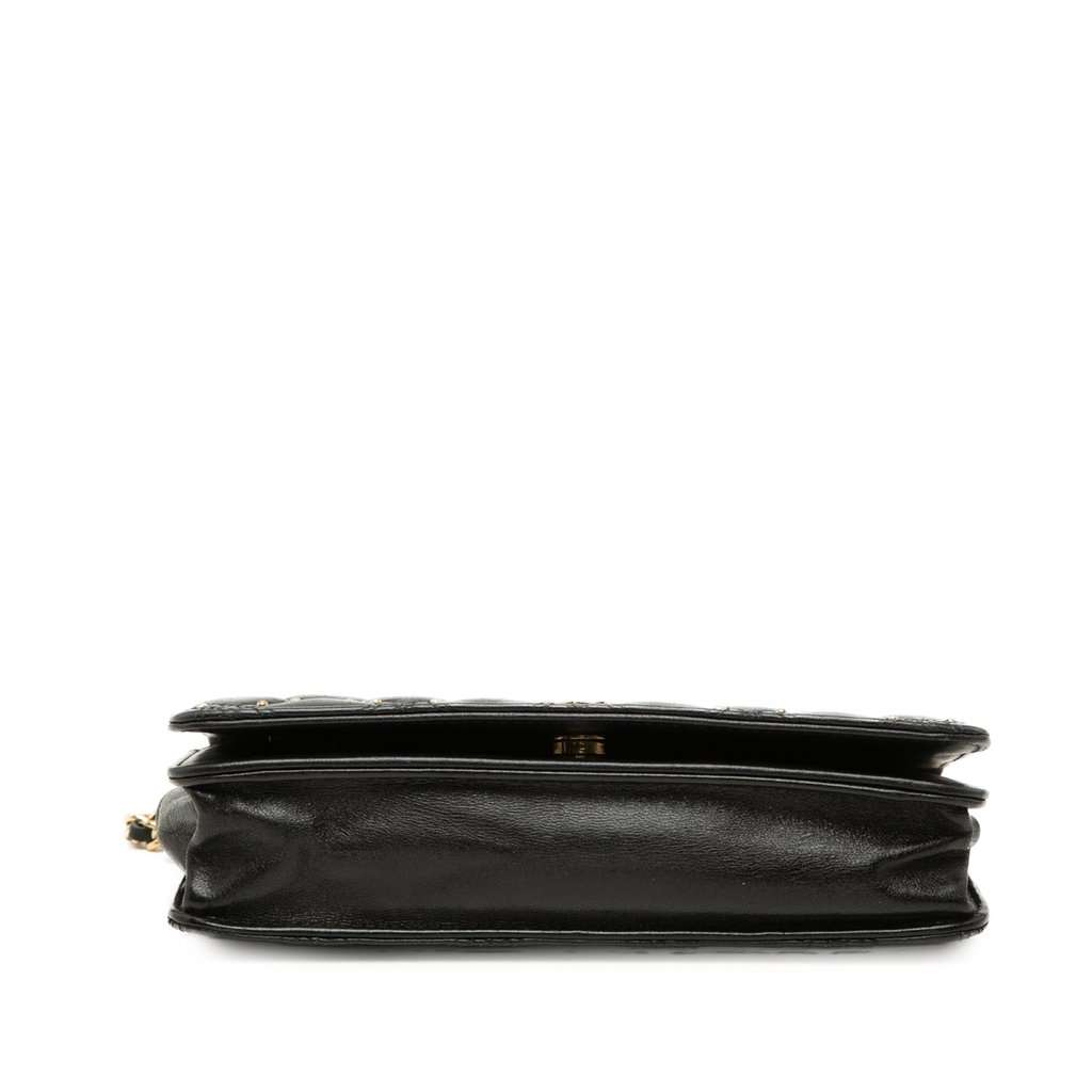 Chanel CC Lambskin Studded Diamond Stitch Wallet On Chain Black Leather Very good condition - Inside View