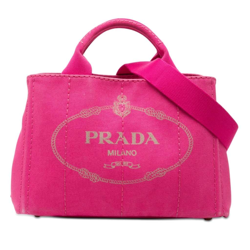 Prada Small Canvas Canapa Logo Satchel Pink Very good condition - Front View