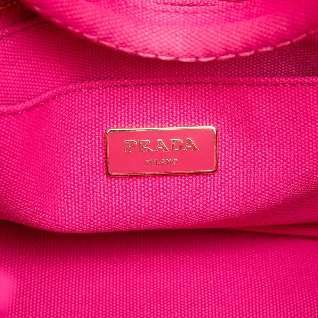 Prada Small Canvas Canapa Logo Satchel Pink Very good condition - Box View