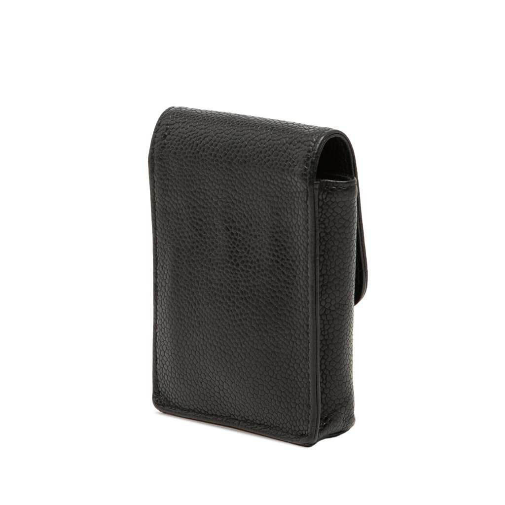 Chanel CC Caviar Cigarette Case Black Leather Very good condition - Back View