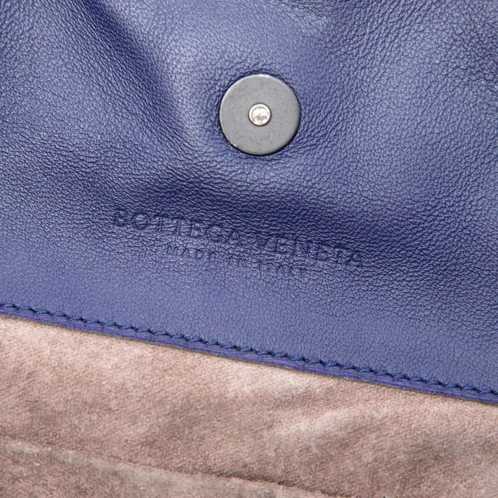 Bottega Veneta Large Nappa Intrecciato Double Chain Tote Blue Leather Very good condition - Box View