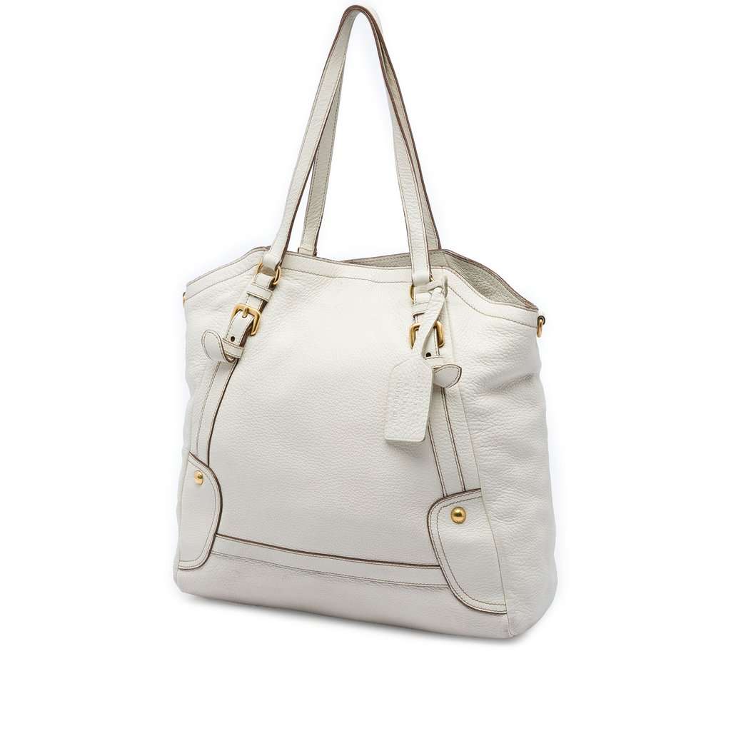 Prada Vitello Daino Convertible Tote White Leather Very good condition - Back View