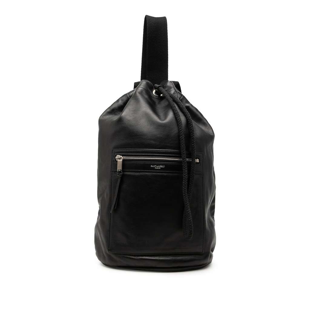 Saint Laurent Smooth Calfskin City Sailor Backpack Black Leather Very good - Front View