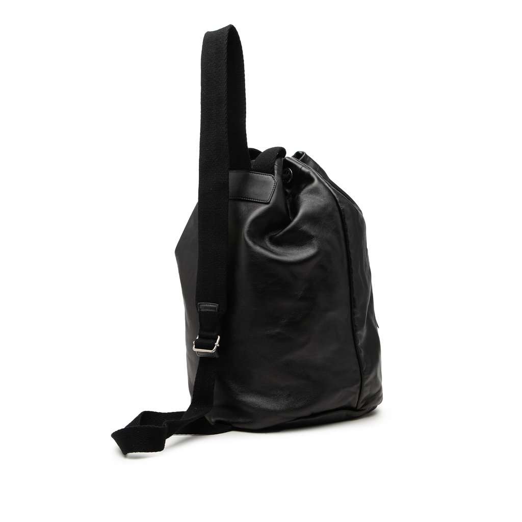 Saint Laurent Smooth Calfskin City Sailor Backpack Black Leather Very good - Back View