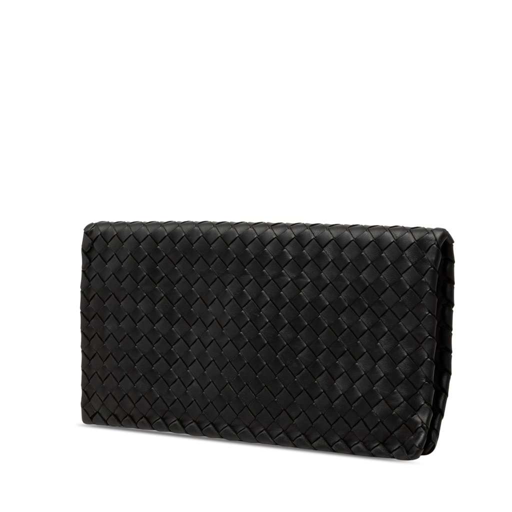 Bottega Veneta Nappa Intrecciato Turn Lock Clutch Black Leather Very good - Back View