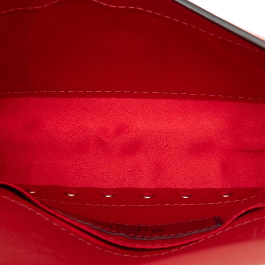 Valentino Leather Rockstud Chain Flap Crossbody Red Leather Very good - Model View