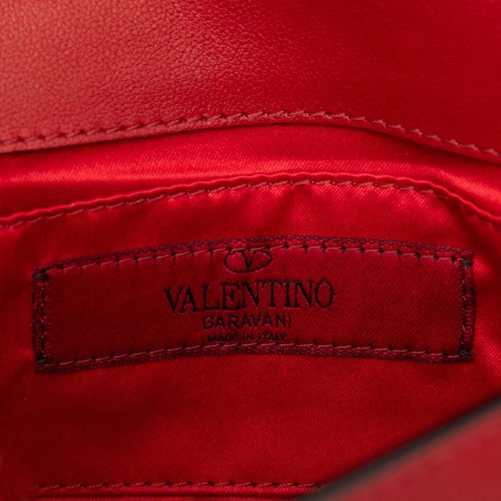 Valentino Leather Rockstud Chain Flap Crossbody Red Leather Very good - Box View