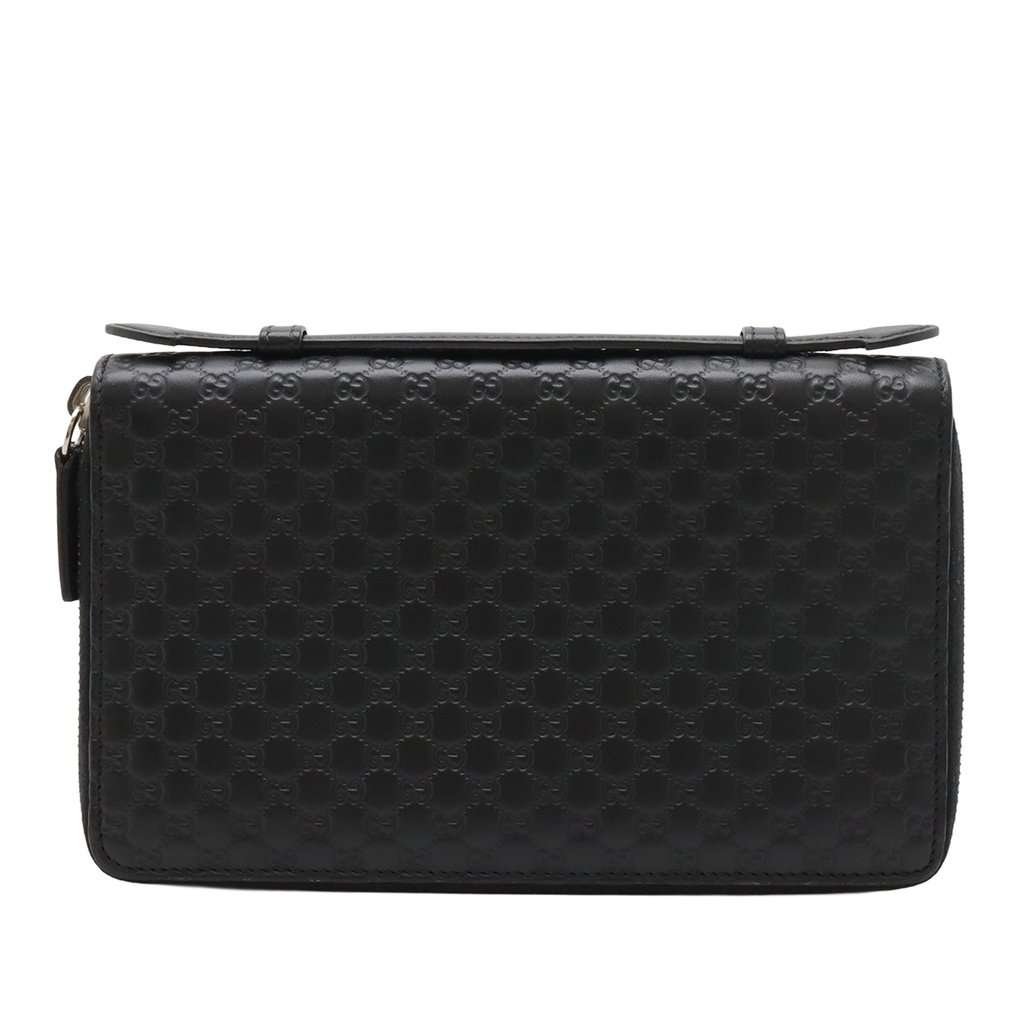 Gucci Microguccissima Zip Around Long Wallet Black Leather Very good - Front View