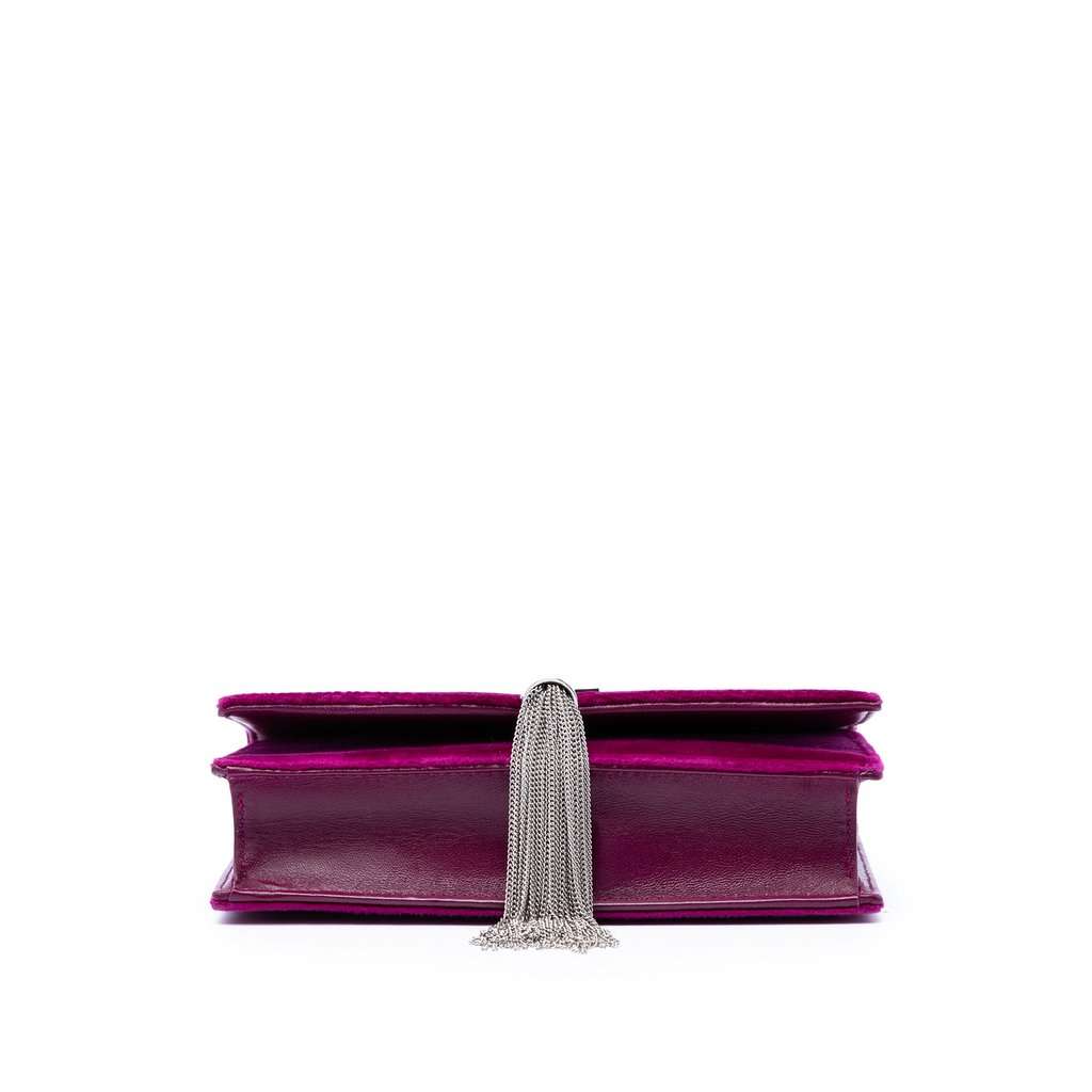 Saint Laurent Small Velvet Monogram Kate Tassel Crossbody Purple Very good - Inside View