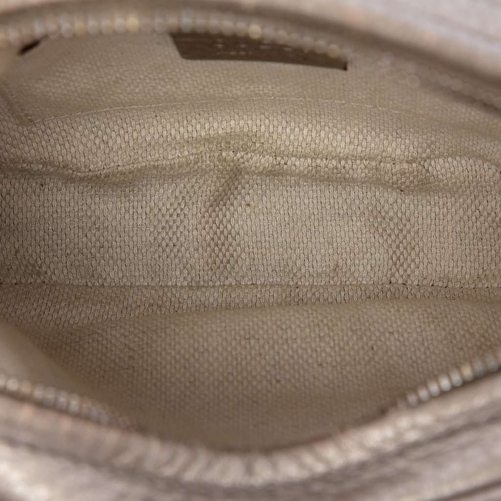 Gucci Mini Metallic Pebbled Calfskin Soho Chain Crossbody Gold Leather Very good - Model View