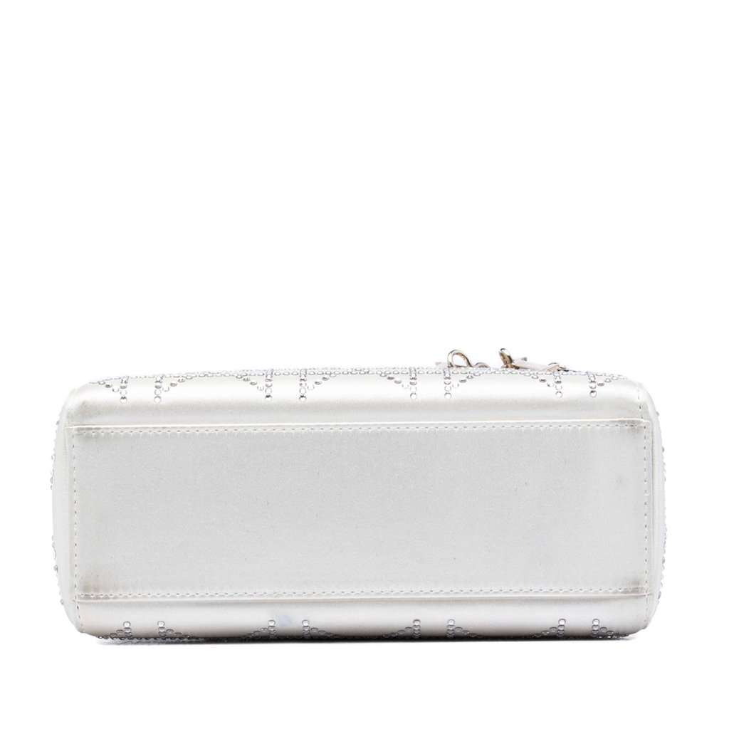 Dior Mini Satin Cannage Crystal Embellished Lady Dior White Very good condition - Inside View