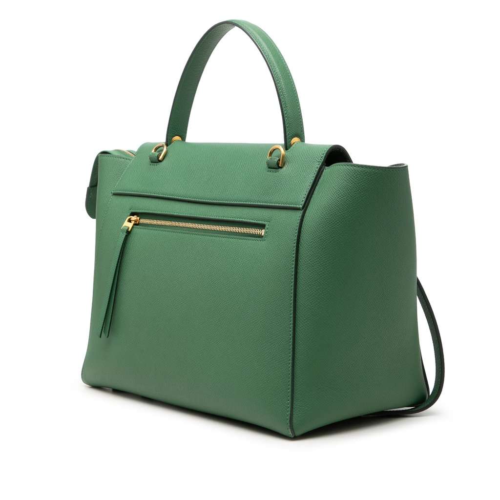 Celine Mini Grained Calfskin Belt Bag Green Leather Very good condition - Back View