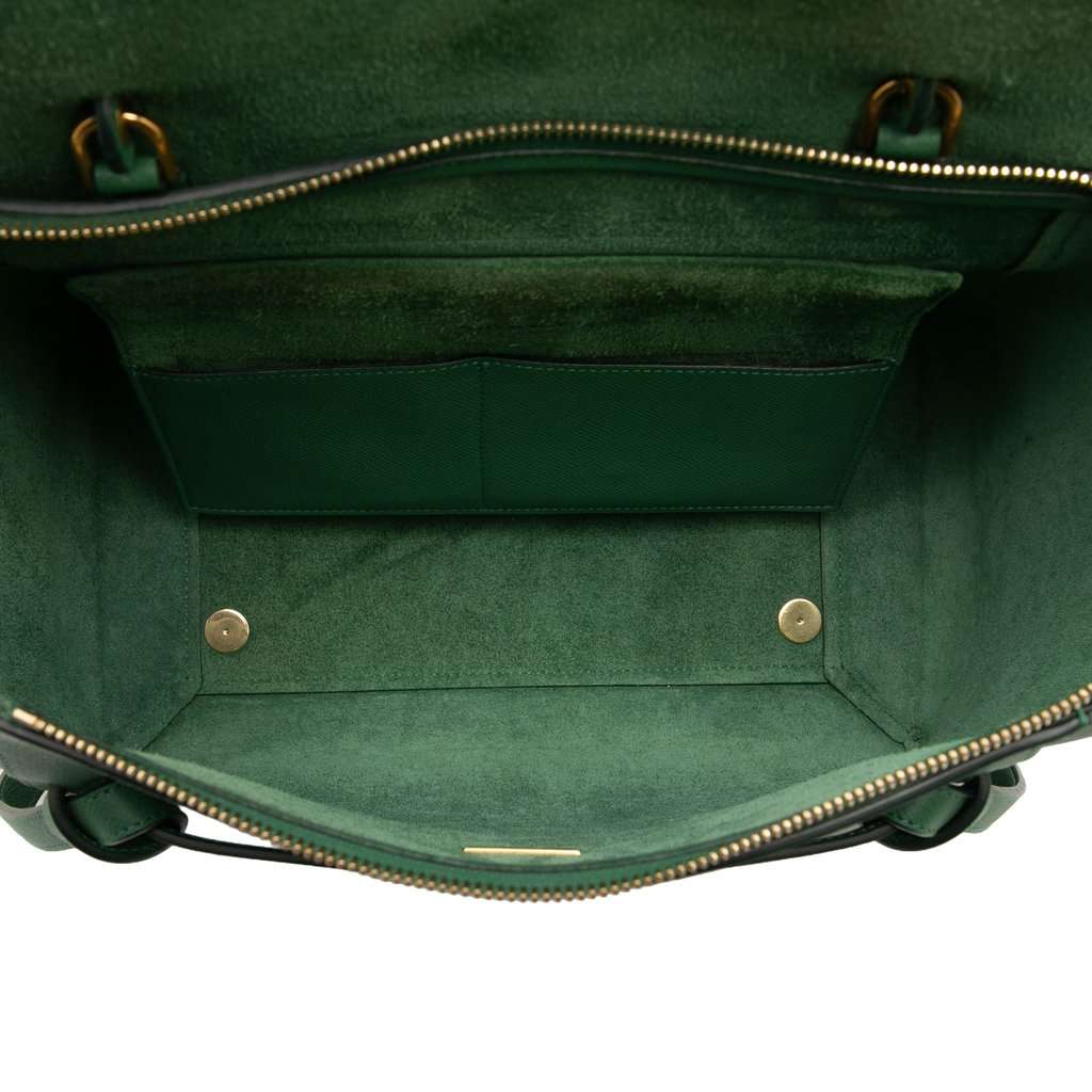 Celine Mini Grained Calfskin Belt Bag Green Leather Very good condition - Model View