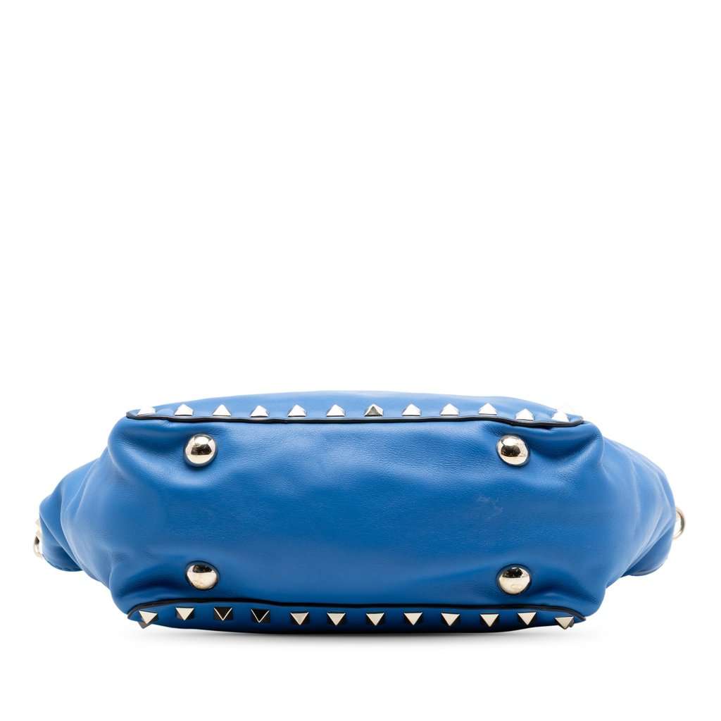 Valentino Mini Leather Rockstud Trapeze Satchel Blue Leather Very good condition - Inside View
