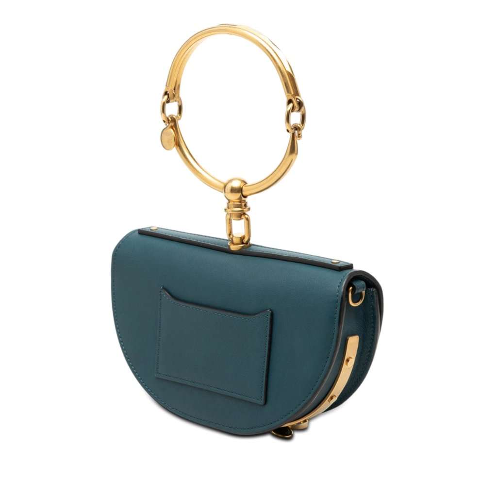 Chloé Mini Calfskin Nile Bracelet Satchel Blue Leather Very good condition - Back View