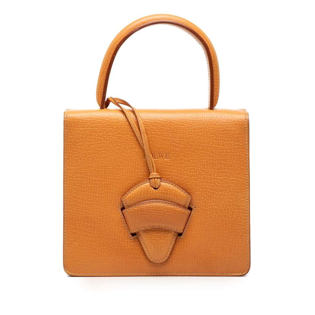 Loewe Textured Leather Barcelona Top Handle Bag Brown Leather Very good condition - Front View
