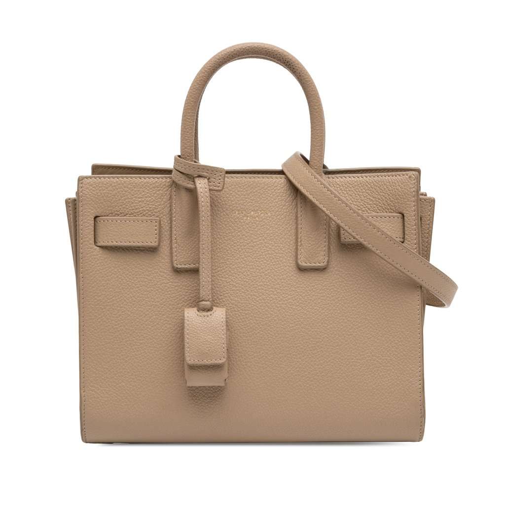 Saint Laurent Nano Grained Calfskin Sac de Jour Satchel Beige Leather Good condition - Front View