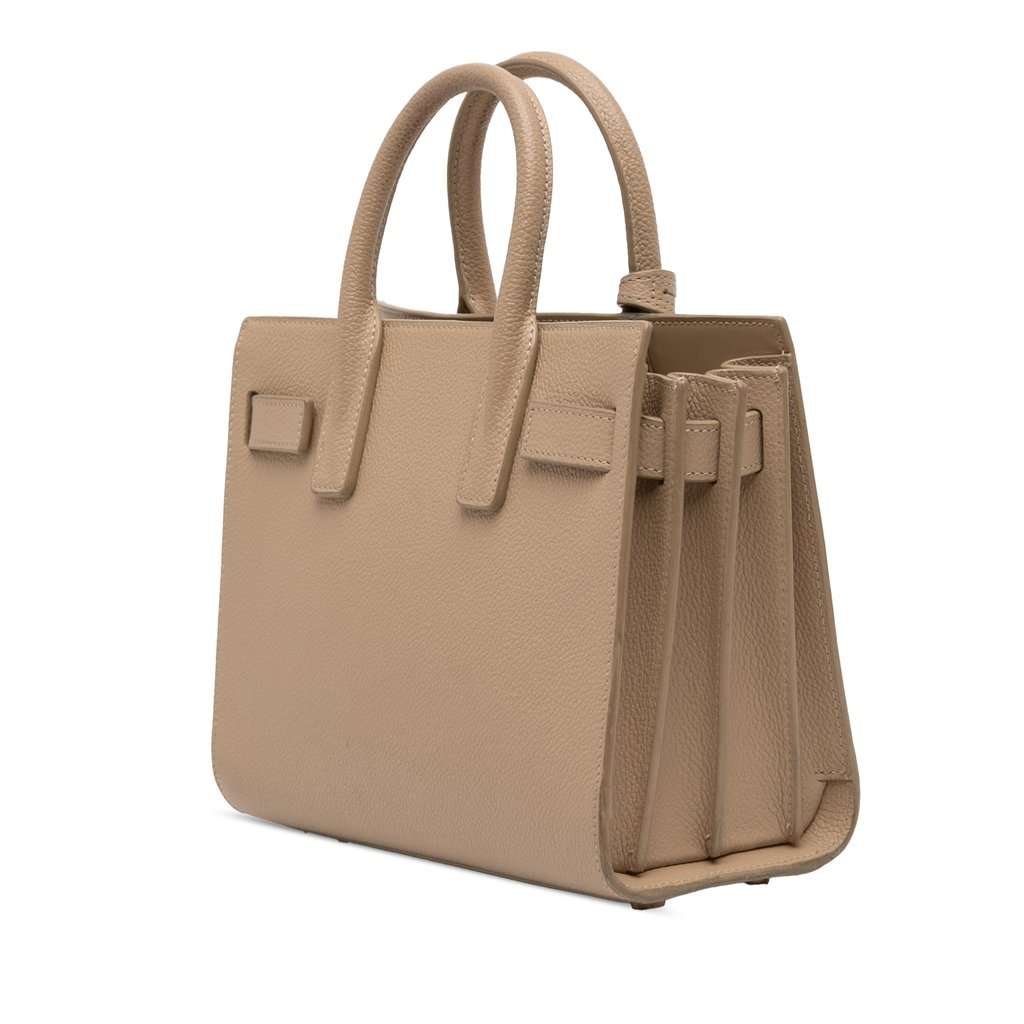 Saint Laurent Nano Grained Calfskin Sac de Jour Satchel Beige Leather Good condition - Back View