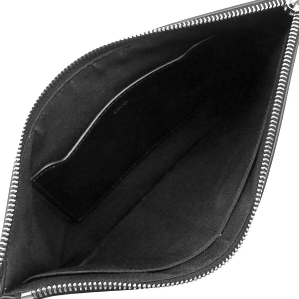Dior Oblique Perforated Calfskin Galaxy Wristlet Clutch Black Leather Very good - Model View