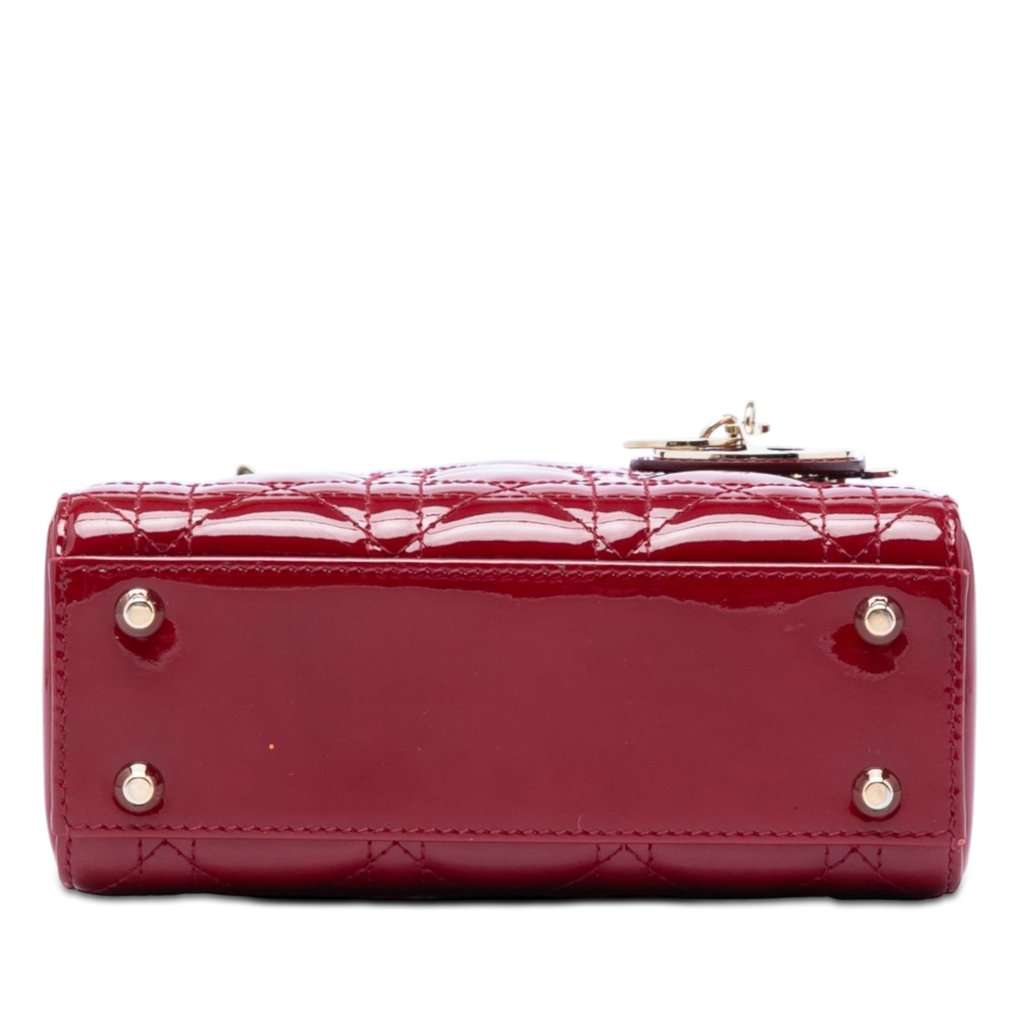 Dior Mini Patent Cannage Lady Dior Red Leather Very good condition - Inside View