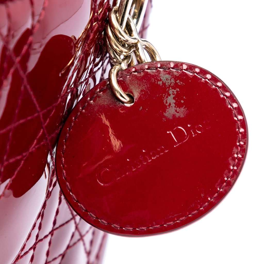 Dior Mini Patent Cannage Lady Dior Red Leather Very good condition - Box View