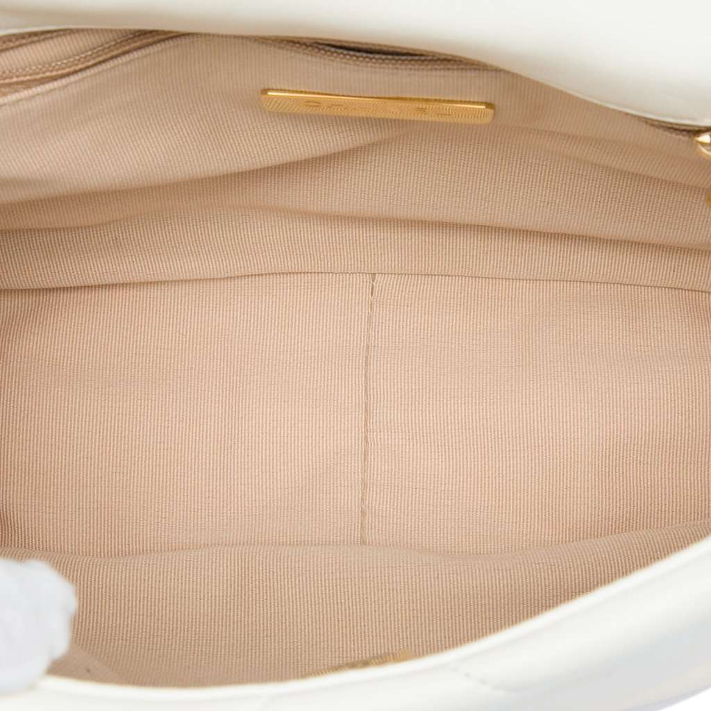 Chanel Medium Lambskin 19 Flap White Leather Very good - Model View