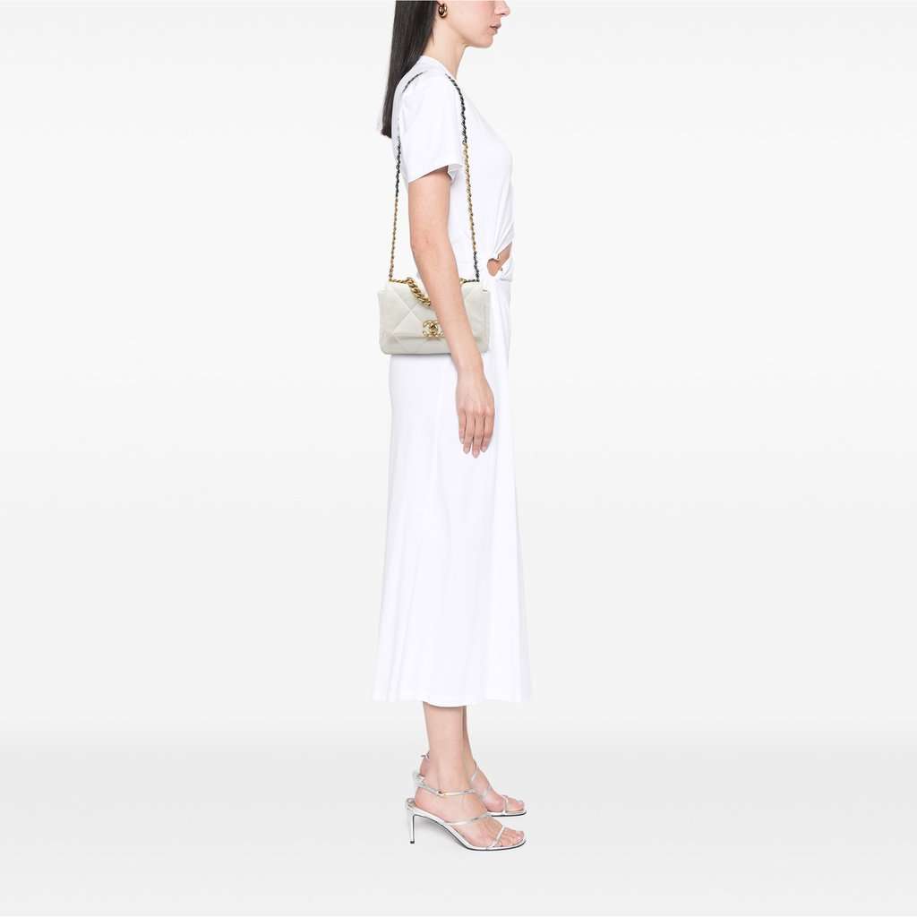 Chanel Medium Lambskin 19 Flap White Leather Very good - Box View